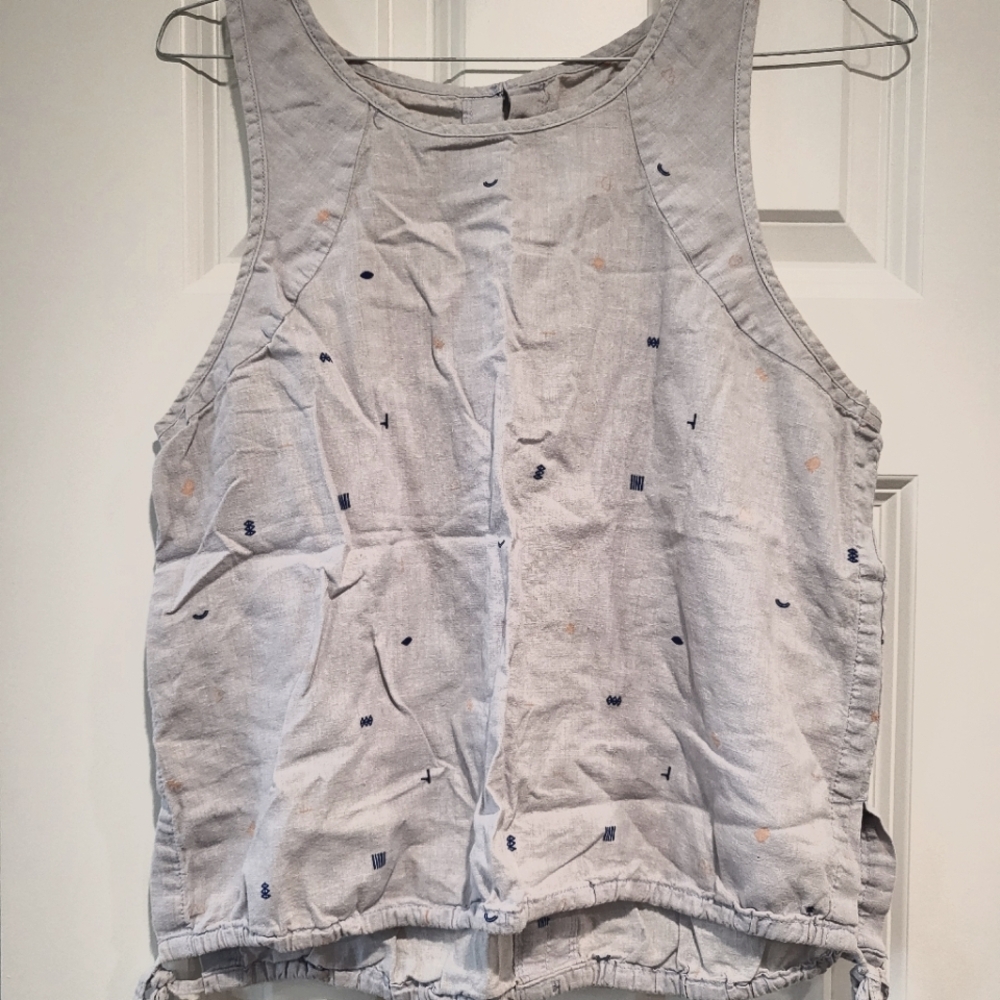 REI Powder Blue Linen Crop Top